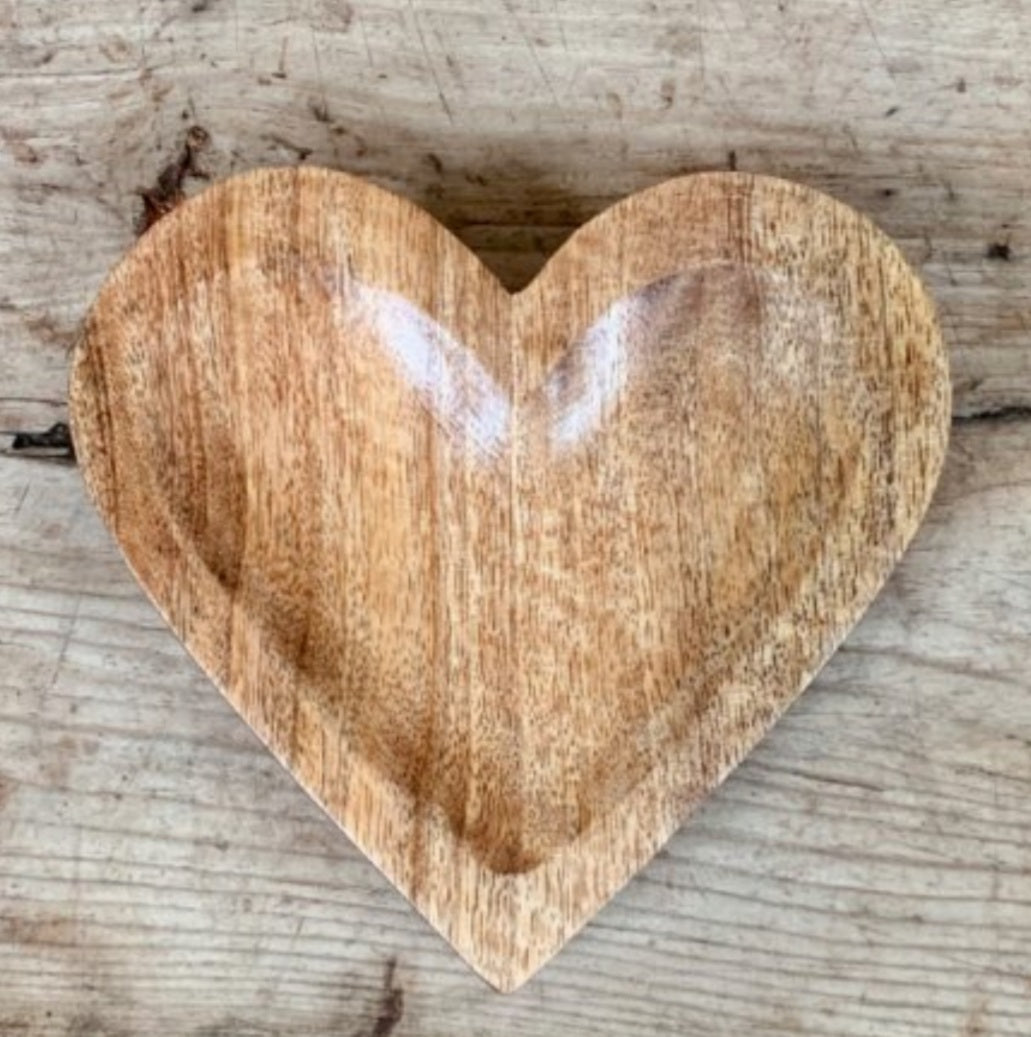 Natural Wooden Heart Plate - Small