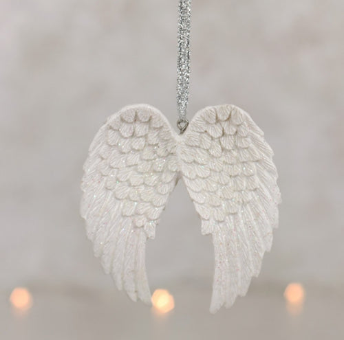 Double Angel wing Glittery Hanging Decoration