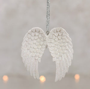 Double Angel wing Glittery Hanging Decoration