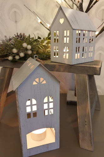 Nordic White metal Tea light House